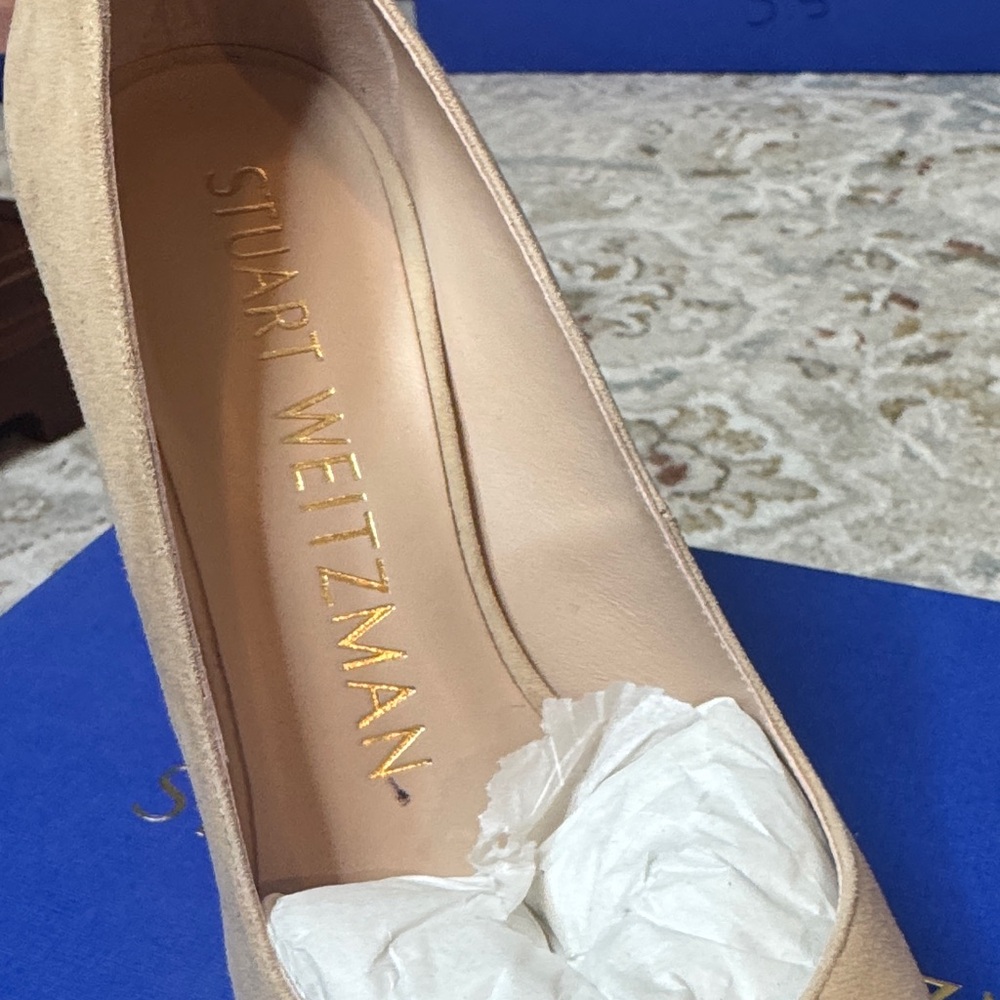 Stuart Weitzman Beige Suede Heels size 5 - Picture 5 of 8